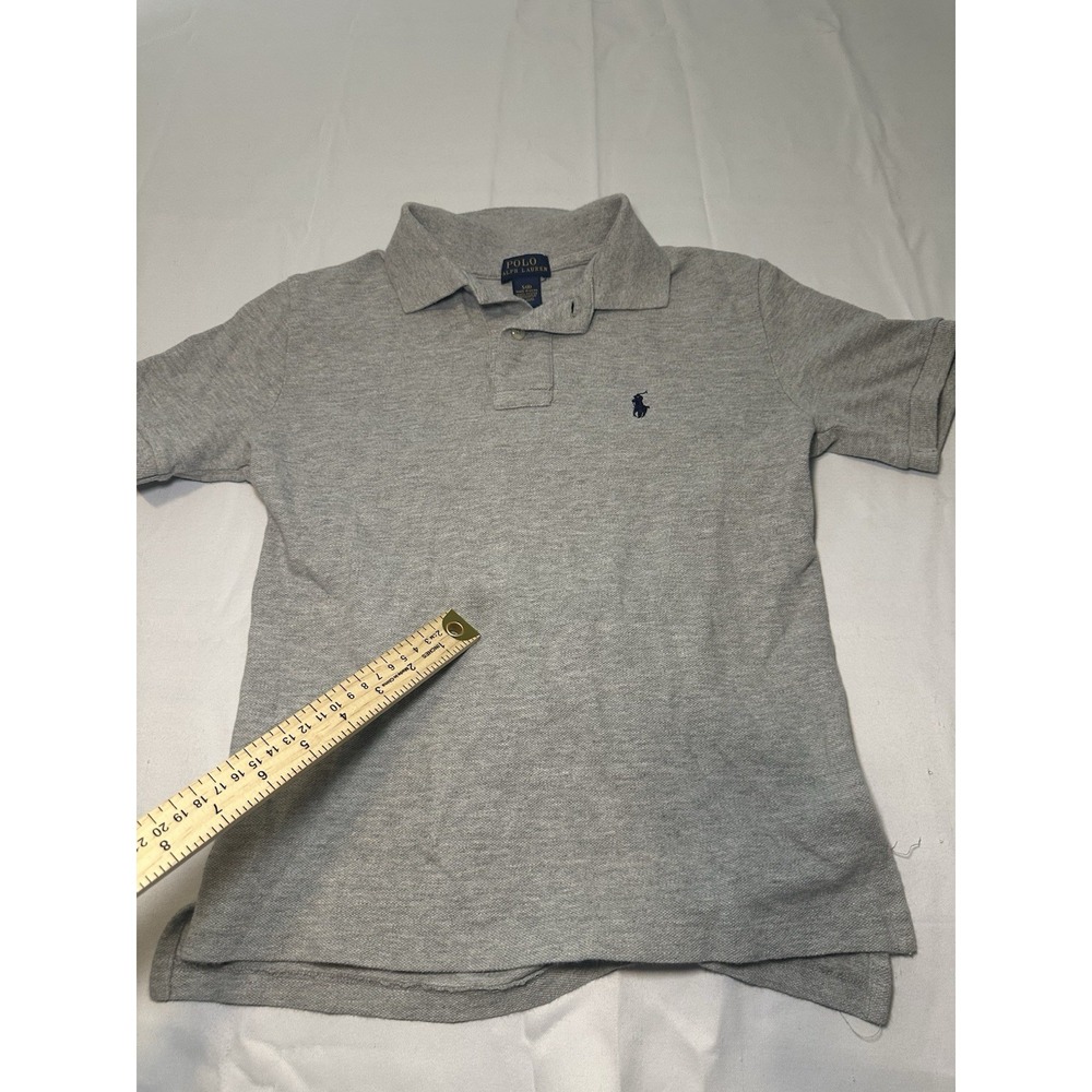 Polo Ralph Lauren Boys Gray Short Sleeve Polo Shirt Size S 8 Classic Cotton - Picture 2 of 8